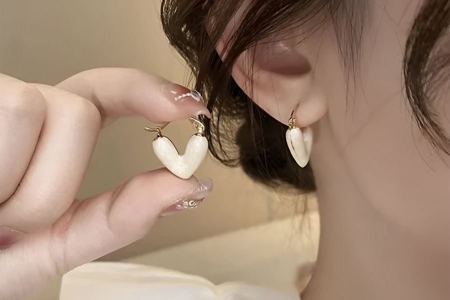 Silver Heart Stud Earrings