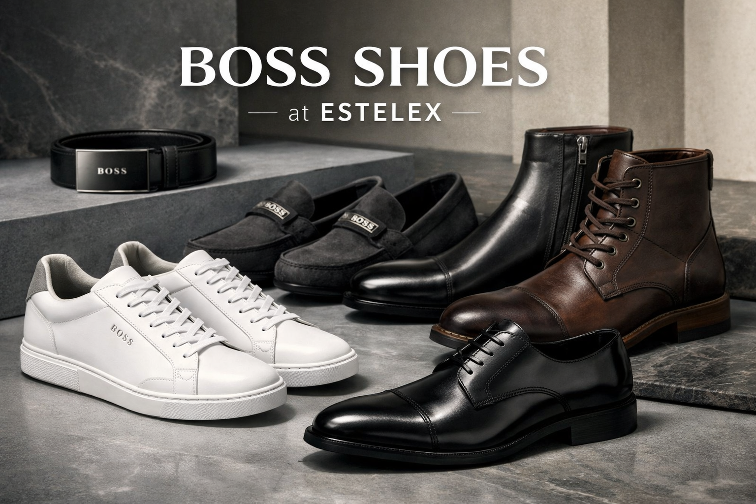 BOSS shoes for men showcasing premium Hugo Boss footwear at Estelex