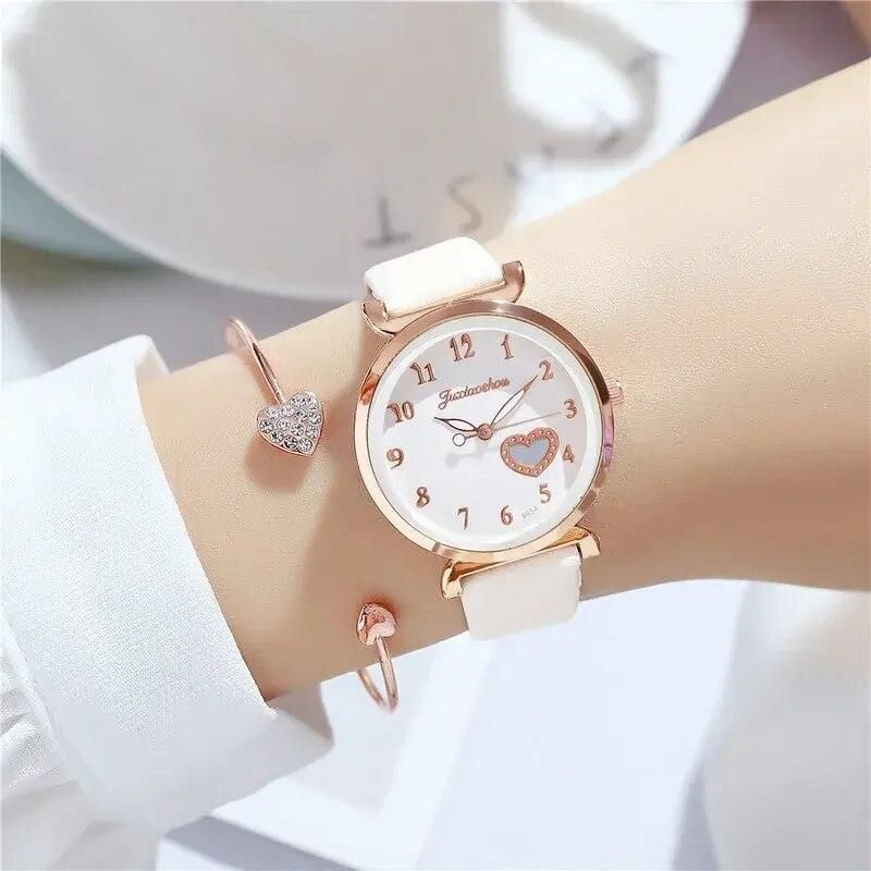 Luxury Fashion Women Watches Love With Diamonds Design White Ladies Wristwatches 2022 Brand Woman Quartz Dress Clock Gifts